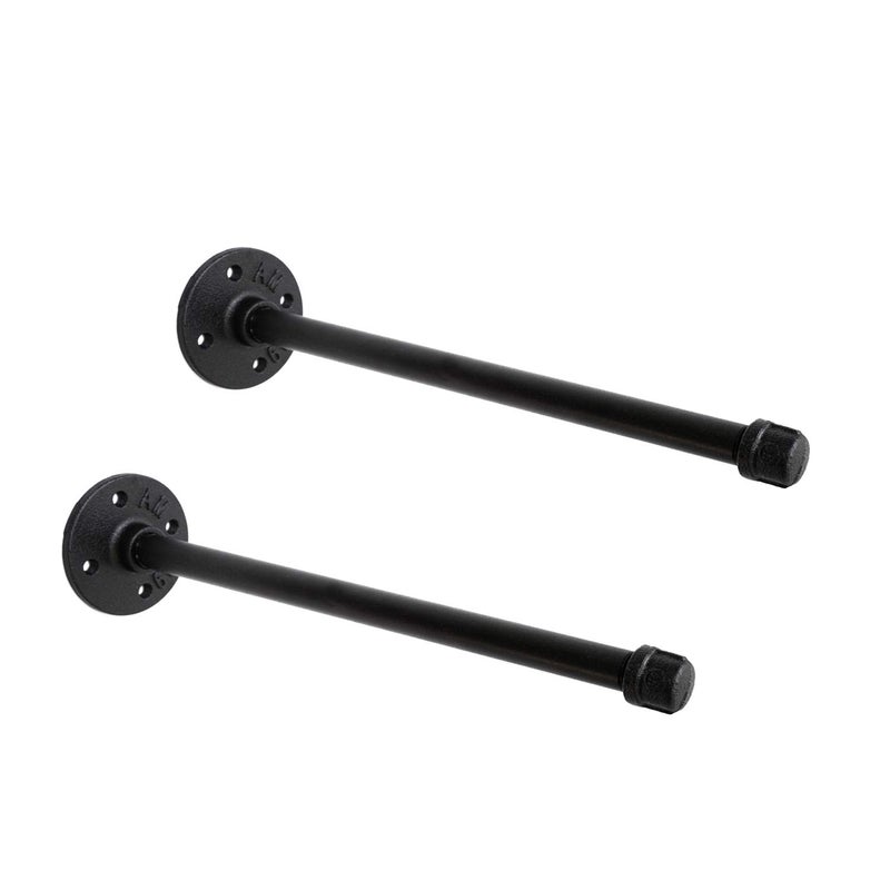 Home TZH 1/2" Industrial Black Iron Pipe Shelf Brackets, Rustic Wall Mounted DIY Shelving Bracket Hanging Custom Pipe Brackets for Floating Shelves (8 Inch, Piece, 2.0) - Image 1